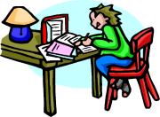 child studying and doing homework